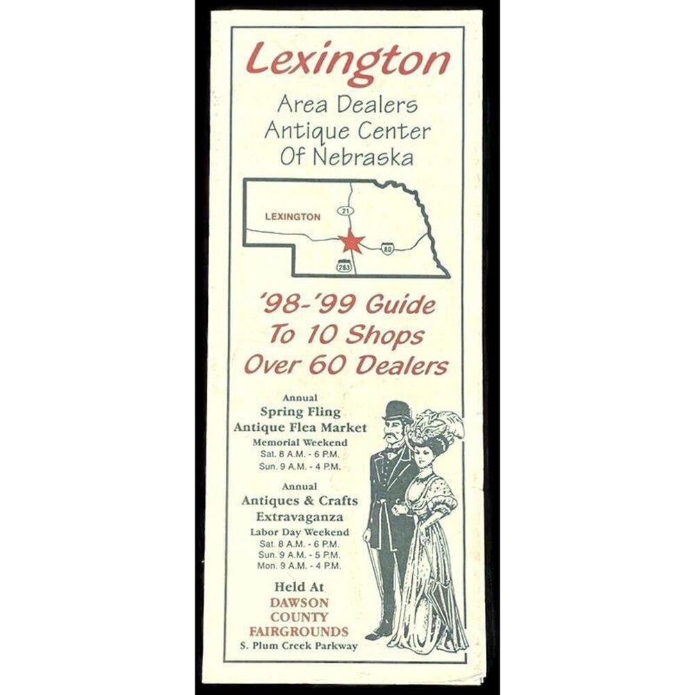 Lexington Nebraska City Map 1998 Vintage Ephemera Travel Trip Vacation Lodging